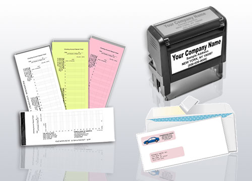 Order Business Check Accessories Online | Self-Inking Stamps, Deposit Slips, Single/Double Window Envelopes High-Security, 7 Ring Manual Checks Binder